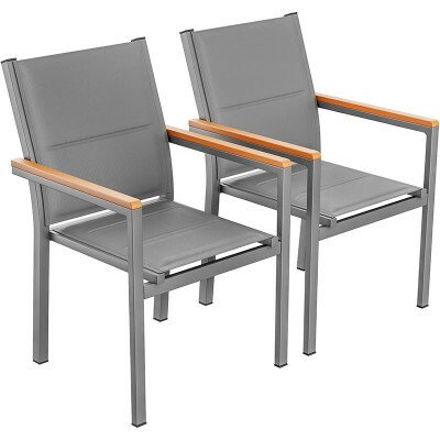 LIFERUN Sada 2 zahradních židlí CL03002-2, stohovatelné, šedé – Hledejceny.cz