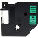 Kompatibilní páska s Dymo 40919, S0720740, 9 mm x 7 m černý tisk / zelený podklad – Zboží Živě