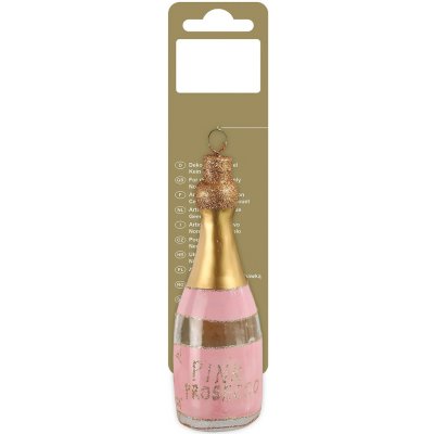GEROMA Vánoční skleněná ozdoba láhev prosecoo růžovo-zlatá 12 x 4 x 4 cm – Hledejceny.cz
