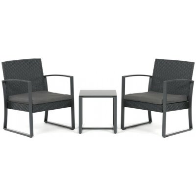 Autronic SIESTA 1+2 s polyratanem a skleněnou deskou, šedá – Hledejceny.cz