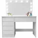 Aga Toaletní stolek se zrcadlem a osvětlením MRDT07-MW Matný bílý – Zboží Dáma