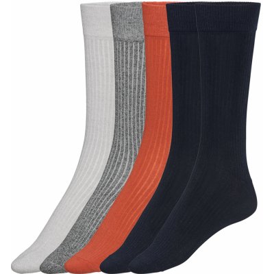 Livergy pánské ponožky s BIO bavlnou 5 párů oranžová / šedá / námořnická modrá – Zboží Dáma