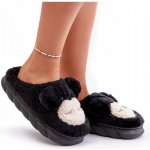 Pantofle dámské kožíškové s ušima teplé pohodlné černé – Sleviste.cz