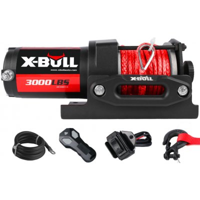 Elektrický ATV naviják 1,36t 12V syntetické lano 9,2m X-BULL HRW3000B – Sleviste.cz