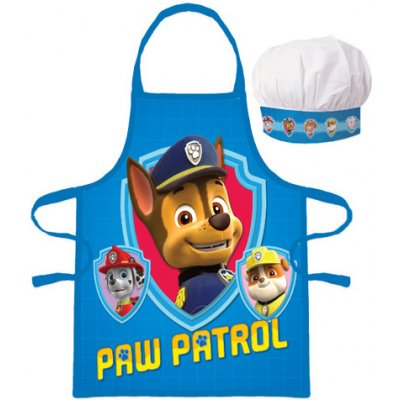 BrandMac Modrá zástěra Tlapková patrola s kuchařskou čepicí