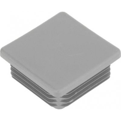 KP Žebrovaná čtvercová plastová zátka - plochá 40x40 mm šedá erodovaná, na hranoly, jekly, sloupky a trubky