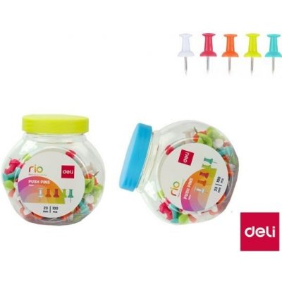 Připínáčky dóza 100ks barevné DELI E0054 – Zboží Dáma
