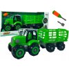 Auta, bagry, technika Mamido Konstrukční DIY traktor s přívěsem zelený