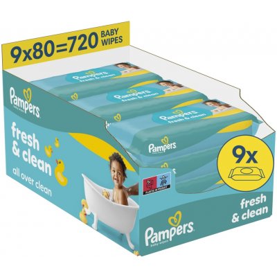 Pampers Fresh Clean Baby dětské čisticí ubrousky 9 x 80 ks – Zboží Dáma