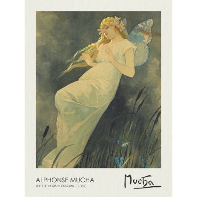Plakát, Obraz - The Elf in the Iris Blossoms (1885), Alfons Mucha, 30 × 40 cm – Sleviste.cz