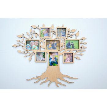MAJADESIGN Fotorámeček - Dřevěný strom malý Formát fotografie: 4 fotografie 10x15 cm a 4 fotografie 10x10 cm