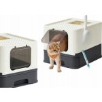 Feandrea Kočičí toaleta s výsuvným zásobníkem 42,5 x 54,3 x 37,8 cm – Zboží Dáma