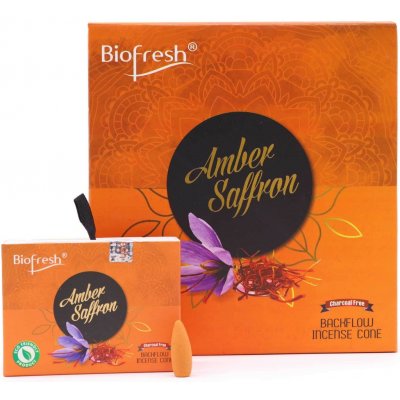 Biofresh vonné kužely Backflow Incense Cones 40 cones Amber Safron 100 g – Hledejceny.cz