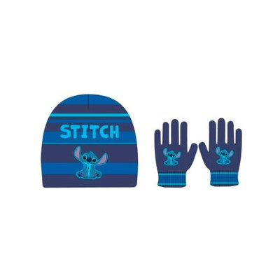 Lilo a Stitch zimní set Disney Stitch čepice a rukavice tmavě modrá