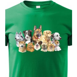 Canvas dětské tričko Psi zelená