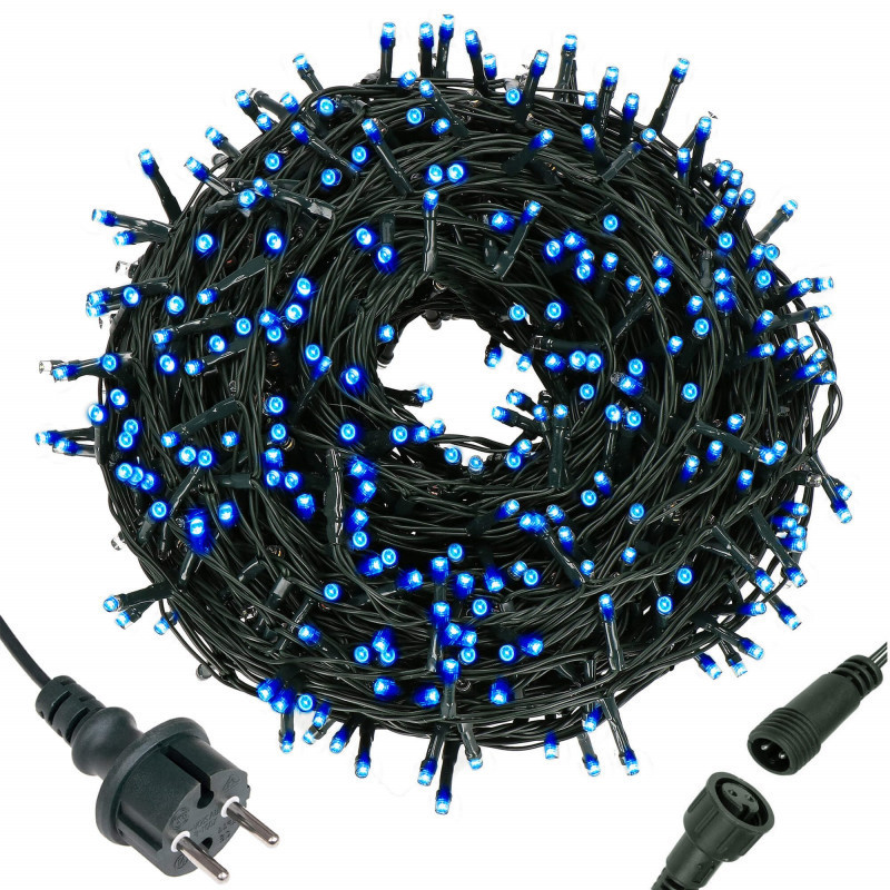SPRINGOS LED světelný řetěz 19,5m 300LED IP44 modrá