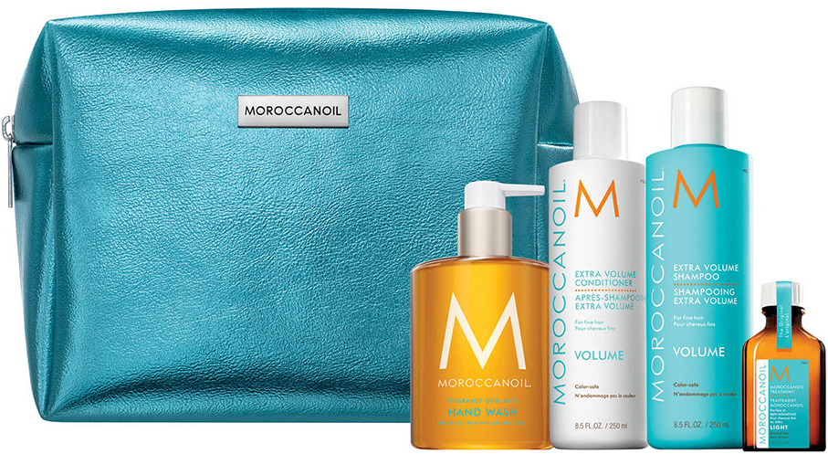 Moroccanoil Volume Treatment Light olej pro jemné, barvené vlasy 25 ml + Body Bergamote Fraîche tekuté mýdlo na ruce 360 ml + Volume šampon 250 ml + Volume kondicionér pro objem 250