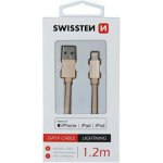 Swissten 71524204 USB 2.0 typ A na Lightning, USB 2.0, zástrčka A - zástrčka Lightning, MFi, opletený, 1,2m, zlatý – Zbozi.Blesk.cz