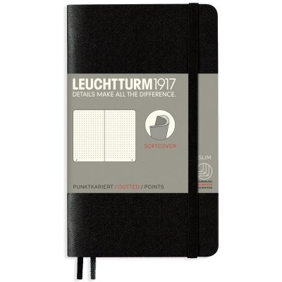 LEUCHTTURM1917 Dotted Pocket Softcover Notebook Kapesní zápisník A6 tečkovaný měkká vazba 123 listů Black – Zboží Živě