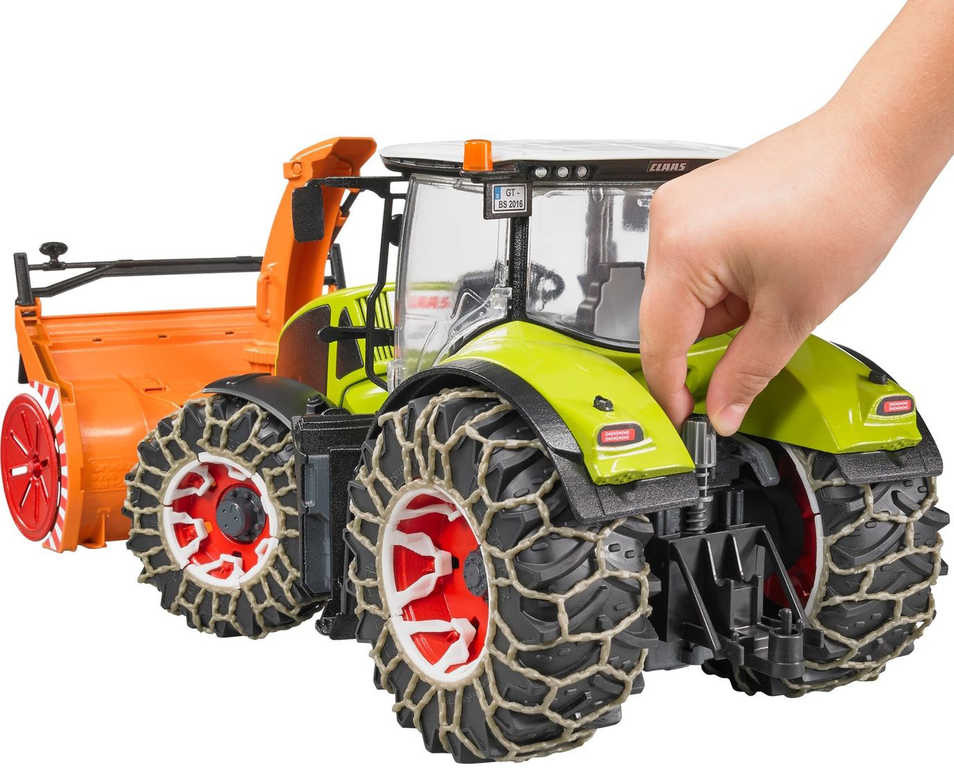 Bruder 3017 Traktor Claas Axion 950 set se sněžnou frézou a řetězy plast 1:16