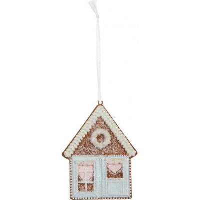Závěsná dekorace modrá perníková chaloupka Frosted Ginger - 8*1*10 cm - Clayre & Eef – Hledejceny.cz