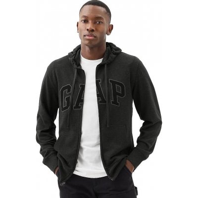 GAP Logo French Terry zip Charcoal Heather Grey