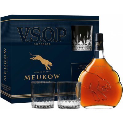 Meukow VSOP Superior 40% 0,7 l (dárkové balení 2 sklenice) – Zboží Mobilmania