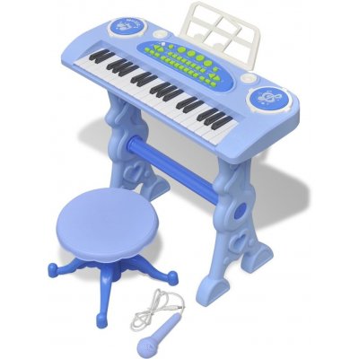 vidaXL klávesy se stoličkou a mikrofonem 37 kláves modré