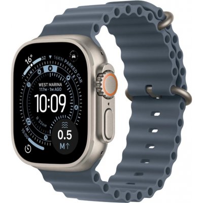 Apple Watch Ultra 3 (2025) 49mm Přírodní titan s ocelově modrým oceánským řemínkem MEWH4QC/A – Zboží Živě