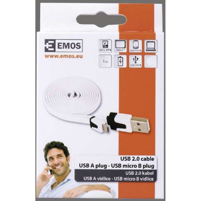 Emos SM7001W Kabel USB 2.0 A/M - micro B/M 1m, bílý – Zbozi.Blesk.cz