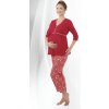 Těhotenské a kojící pyžamo a košilka Regina pyžamo kapri tříčtvrteční červená