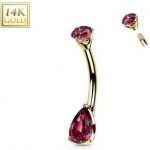 Šperky4U zlatý piercing do pupíku zirkon ve tvaru kapky ZL01226-YGR – Zboží Mobilmania