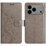 Flowers knížkové pouzdro na iPhone 17 Pro Max - šedé – Zboží Mobilmania