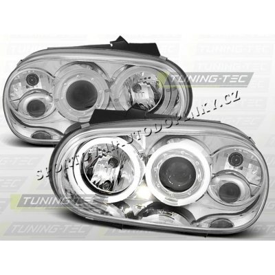 VW GOLF IV 1997-03 PŘEDNÍ ČÍRÁ SVĚTLA ANGEL EYES CHROME – Hledejceny.cz