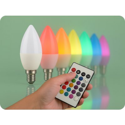 V-TAC LED žárovka E14 RGB+4000K, 4,8W 470 lm RF ovládání – Hledejceny.cz