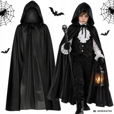 Verk Group Plášť halloween černý plášť s kapucí převlek kostým pro dítě – Hledejceny.cz
