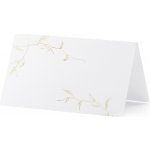 Jmenovky na stůl bílé se zlatými větvičkami 9,5x5,5 cm, 10 ks – Zboží Dáma