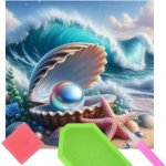 Norimpex Diamantový obrázek malování 30 x 40 cm Perla v mušli na pláži – Zboží Mobilmania