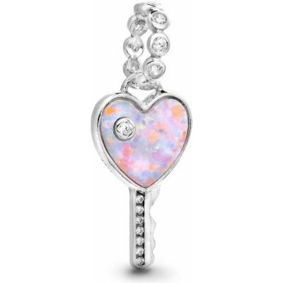 PANDORA Korálek 794427C01 Visací opaleskující srdíčkový klíč – Sleviste.cz