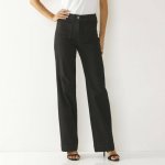 Široké džíny s vysokým pasem sepraná černé – Zboží Dáma