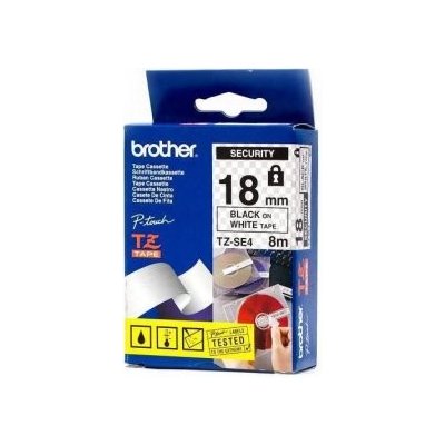 Brother TZ-SE4, bílá / černá - security tape originální – Hledejceny.cz