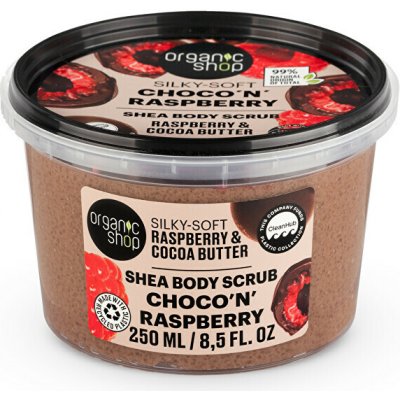 Organic Shop jemný tělový peeling malina a kakaové máslo 250 ml – Zboží Dáma