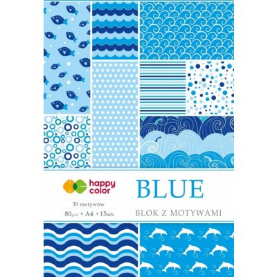 Happy Color Blok se vzorovanými papíry blue 80g/m2 A4 15 listů 30 vzorů HA 3808 2030 B – Zbozi.Blesk.cz