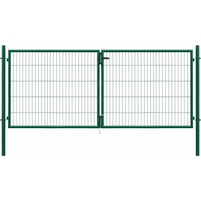 Dvoukřídlá brána Classic z jednoduchého pletiva zelená 75 x 300 cm