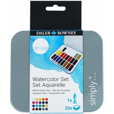 Daler-Rowney Barva akvarelová - cestovní sada vč. štětce Simply 20 barev – Hledejceny.cz