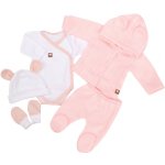 Kojenecká 5D pletená souprava do porodnice růžová – Zboží Mobilmania