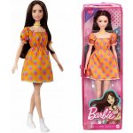 Barbie Modelka oranžové šaty s puntíky – Sleviste.cz