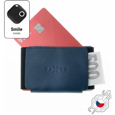 Kožená peněženka FIXED Smile Tiny Wallet se smart trackerem FIXED Smile PRO, modrá FIXSM-STN2-BL – Zboží Mobilmania