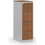 Primo Kovová zásuvková kartotéka s dřevěnými čely A4 4 zásuvky šedá/ořech – Zboží Dáma