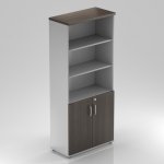 Nábytek Designový cz S582 07 - Kancelářská skříň Komfort, 80x38,5x183,5 cm, dveře 2/5 , kaštan/šedá – Zboží Dáma